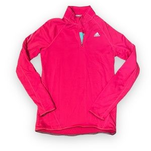 Adidas climatewarm quarter zip running jacket with thumb holes. S.